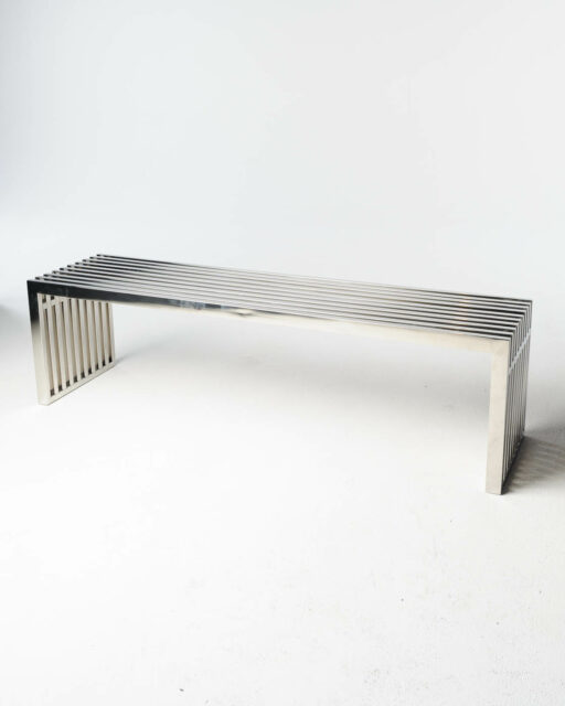 Front view of Silver Stripe Bench Table
