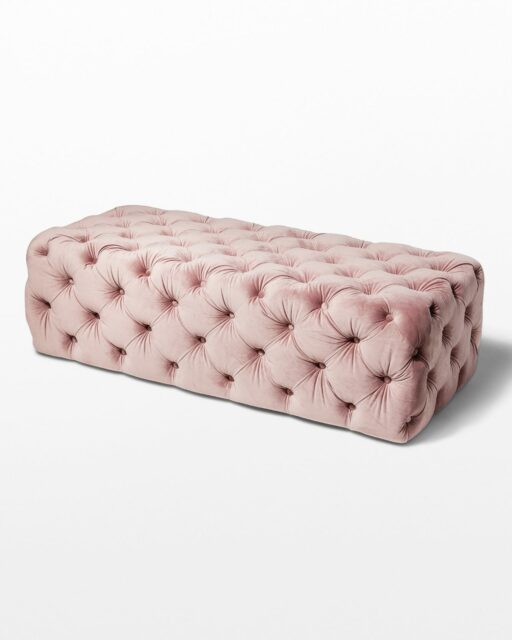 Front view of Kay Tufted Pink Velvet Ottoman
