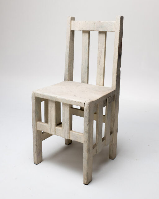 Front view of White Wooden Line Chair