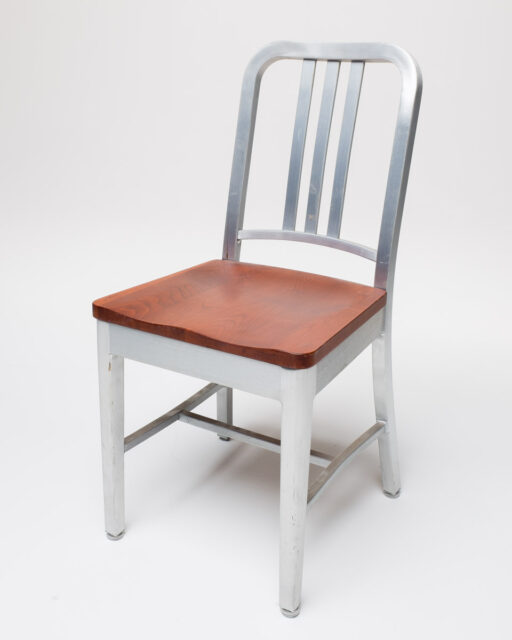 Front view of Aluminum Chair with Wooden Seat