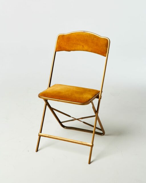 Front view of Gold Velvet Folding Chair