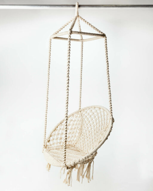 Front view of Ivory Weave Hanging Lounge
