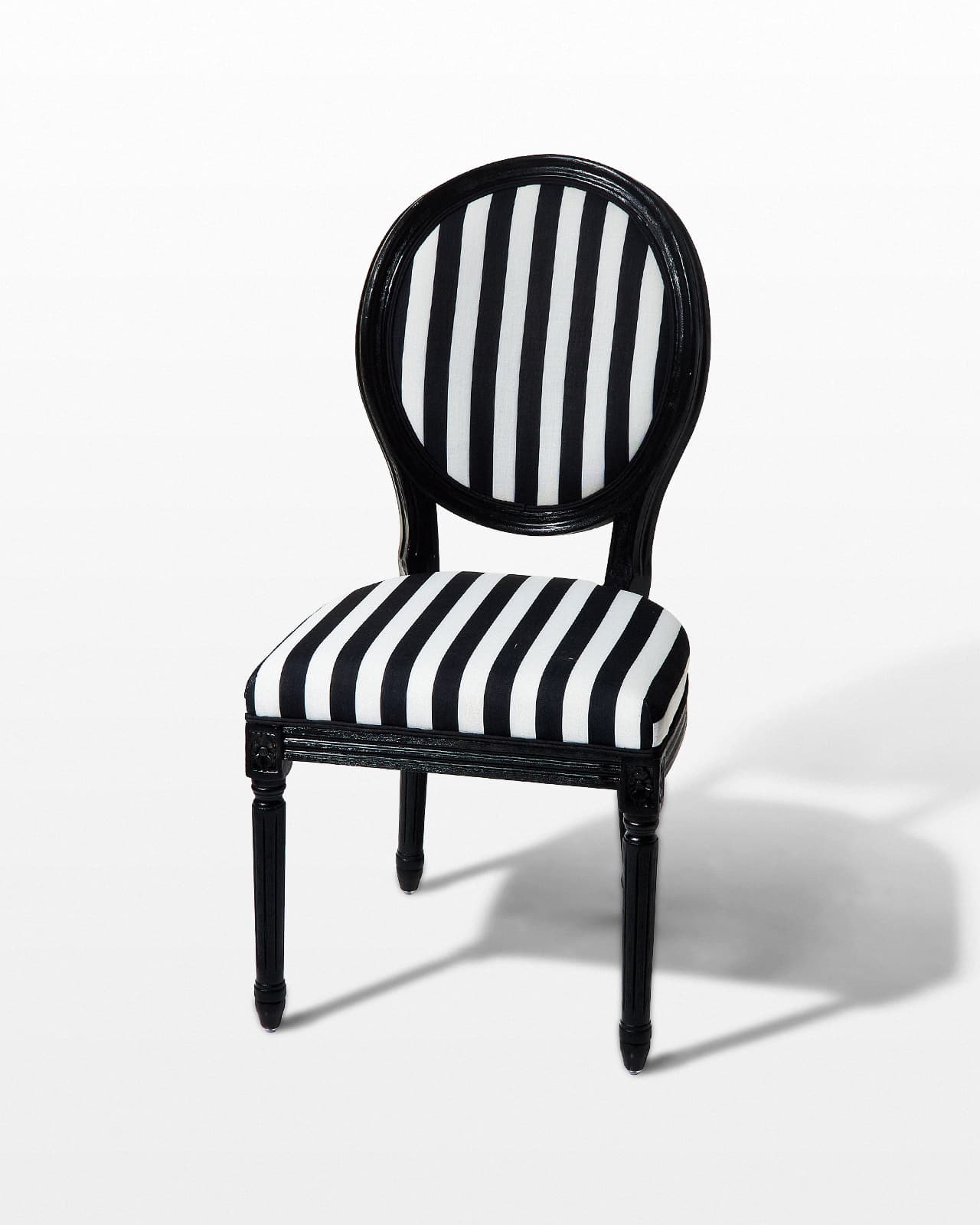Black & White Stripe Louis XVI Round Back Chair - Pair – Luxe Furniture Inc