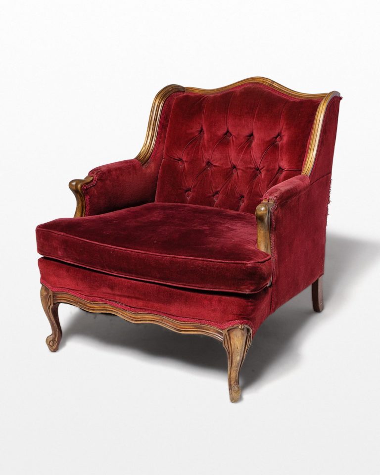 CH478 Belmar Distressed Red Velvet Chair Prop Rental