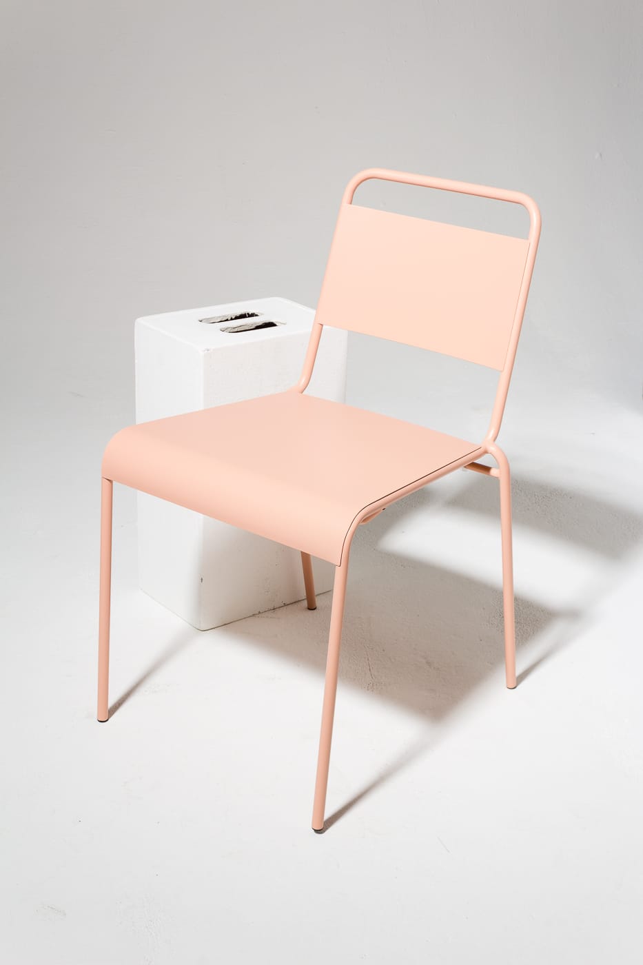 CH502 Blush Pink Metal Chair Prop Rental ACME Brooklyn