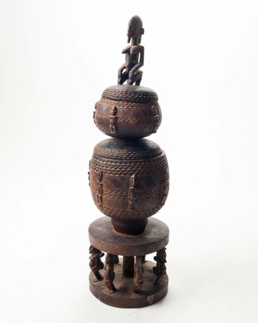 Front view of Carved African Planter Vessel