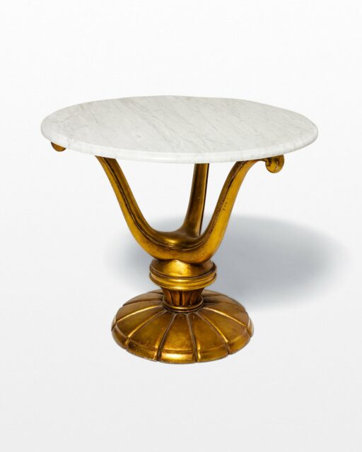 Front view of Gold Base Marble Table