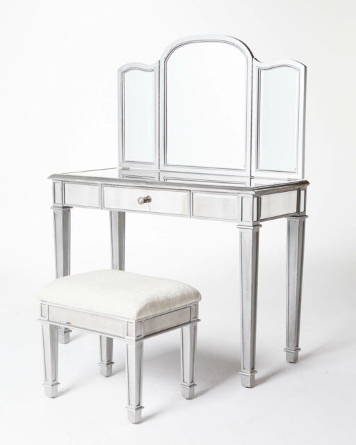 Front view of Garbo Mirrored Vanity with Tri-Part Mirror