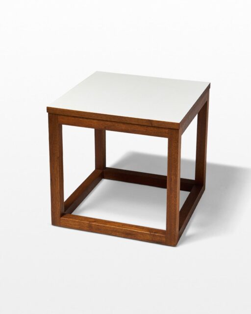 Front view of Gwen Wooden Cube Side Table