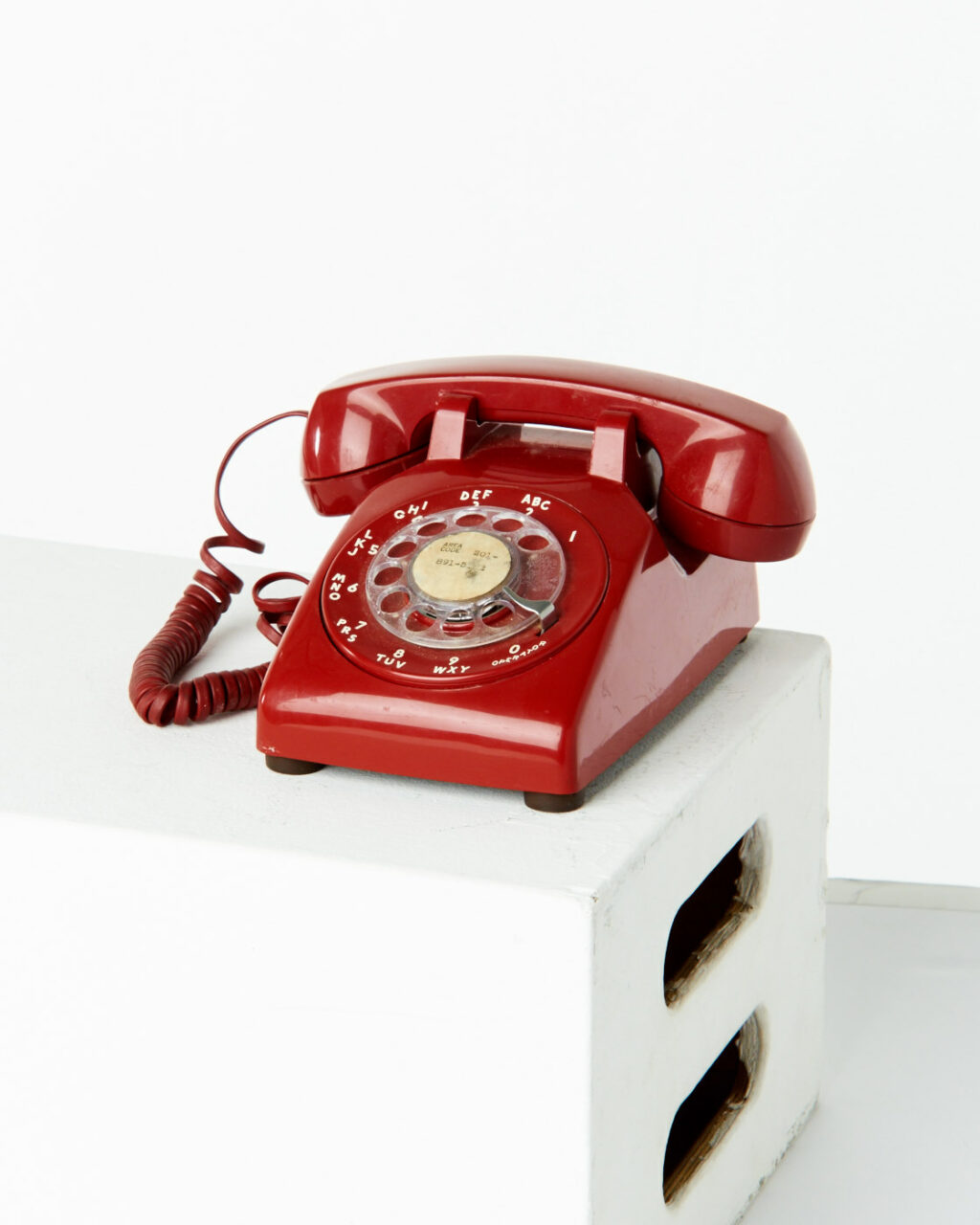 TE010 Scarlet Red Rotary Phone Prop Rental - ACME Brooklyn