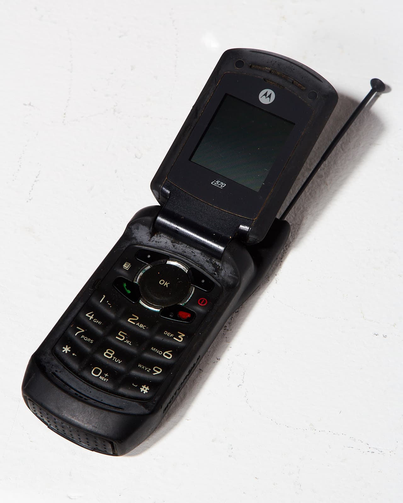 TE050 Motorola Black Flip Cell Phone Prop Rental | ACME Brooklyn