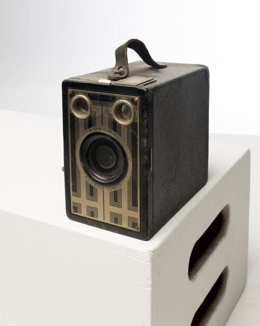 Front view of Kodak Six-16 Brownie Junior Camera With Strap