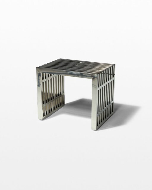 Front view of Small Silver Stripe Bench Side Table