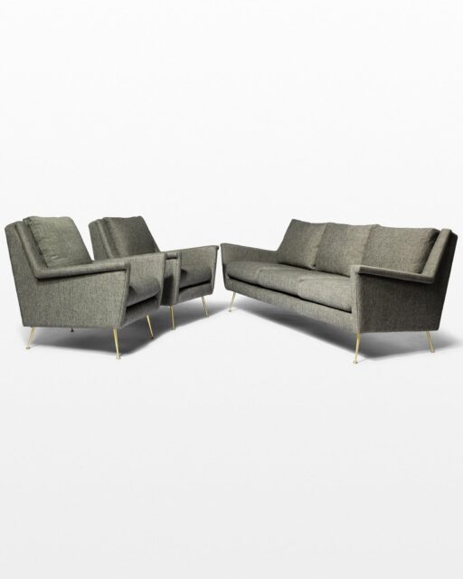 Front view of Carolyn Grey Twill Sofa and Armchair Set