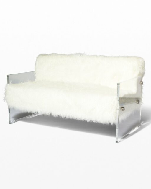Front view of Myst Acrylic and Fur Love Seat