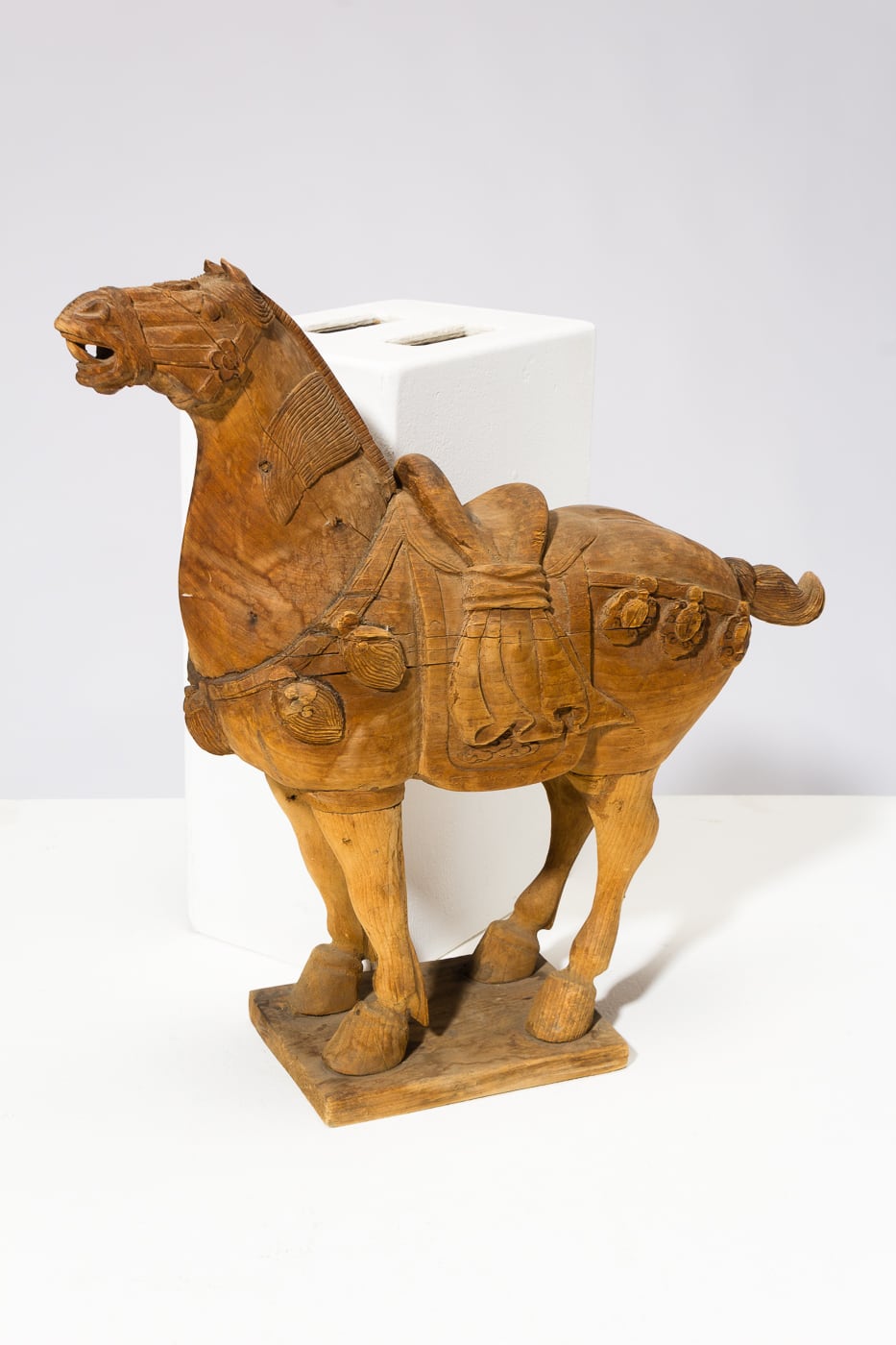 large wooden horse sculpture