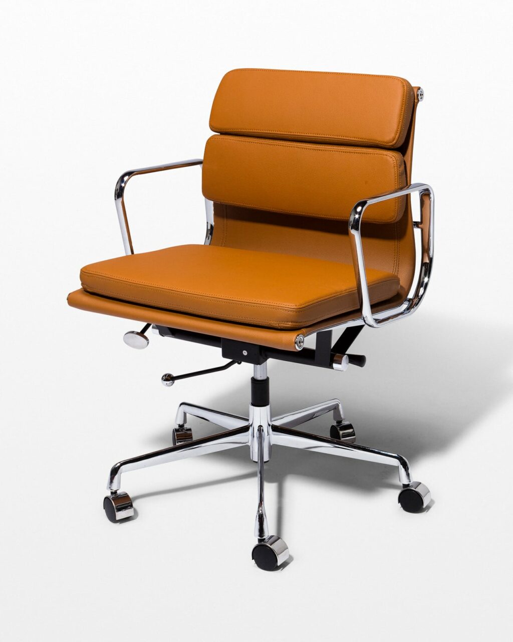 CH610 Halpert Brown Leather Rolling Desk Chair Prop Rental