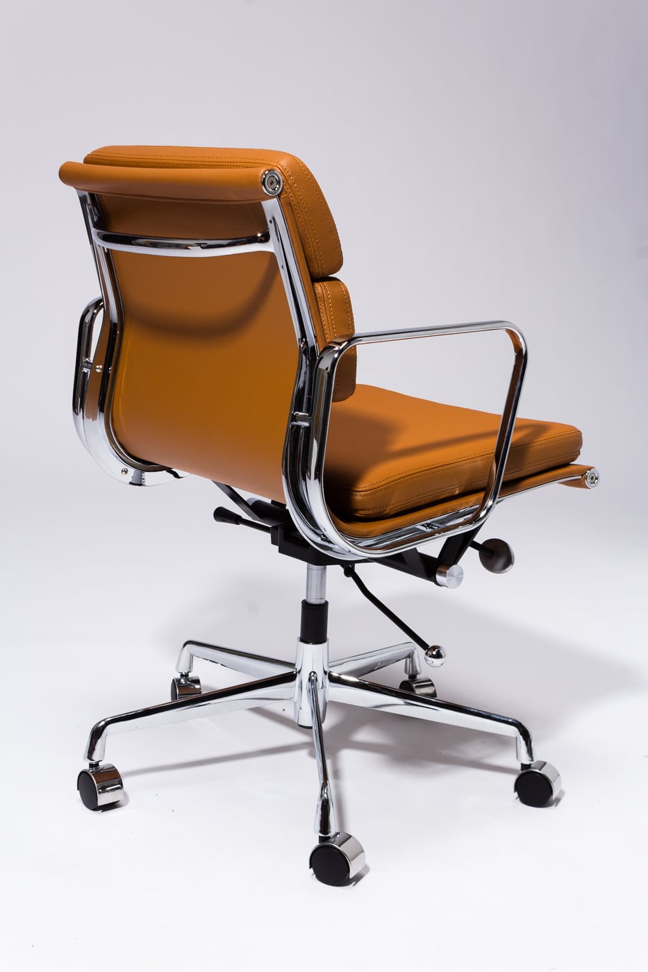 CH610 Halpert Brown Leather Rolling Desk Chair Prop Rental | ACME Brooklyn