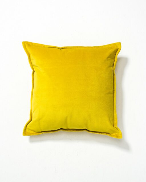 Front view of Colt Canary Yellow Velvet Pillow