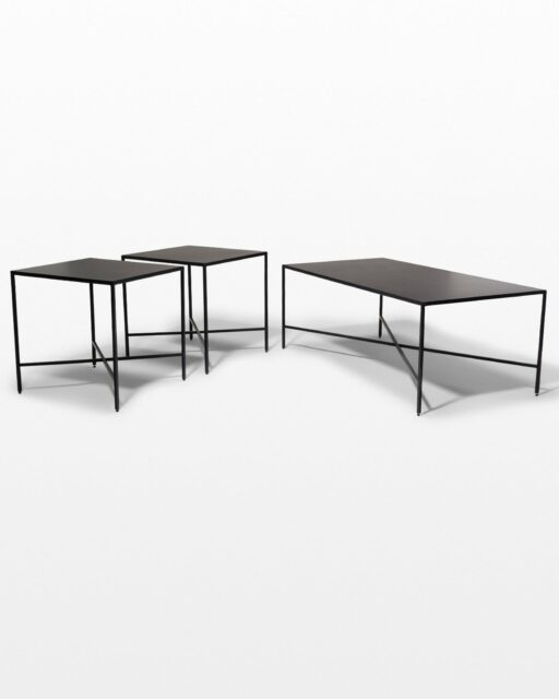 Front view of Ralph Iron Coffee Table and Side Tables Set