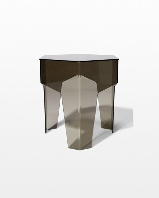 Front view of Smoke Hexagon Acrylic Side Table