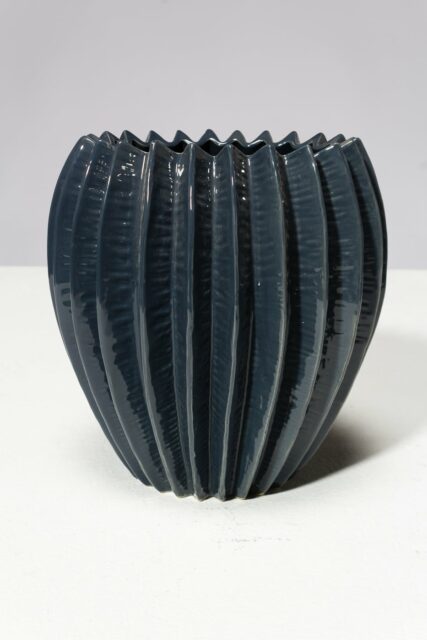 Front view of Corrugated Ceramic Vase