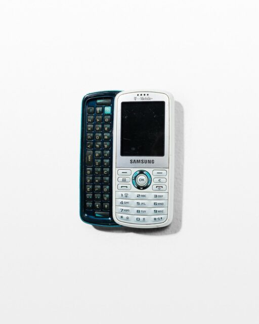 Front view of White Samsung Sliding Keyboard Mobile Phone