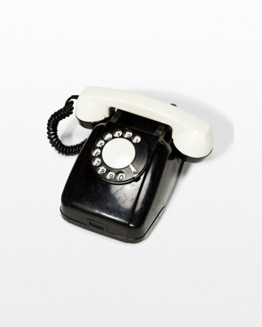 Front view of Checker Black and White Rotary Phone