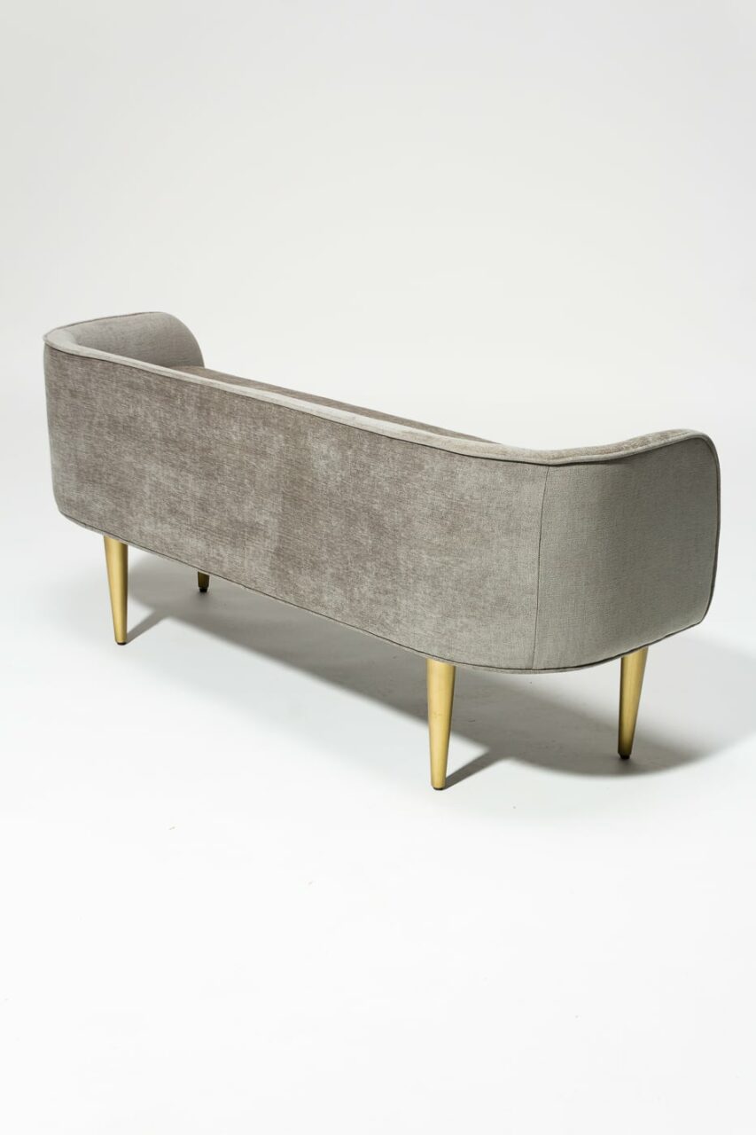 AB088 Whitney Grey Velvet Bench Prop Rental - ACME Brooklyn