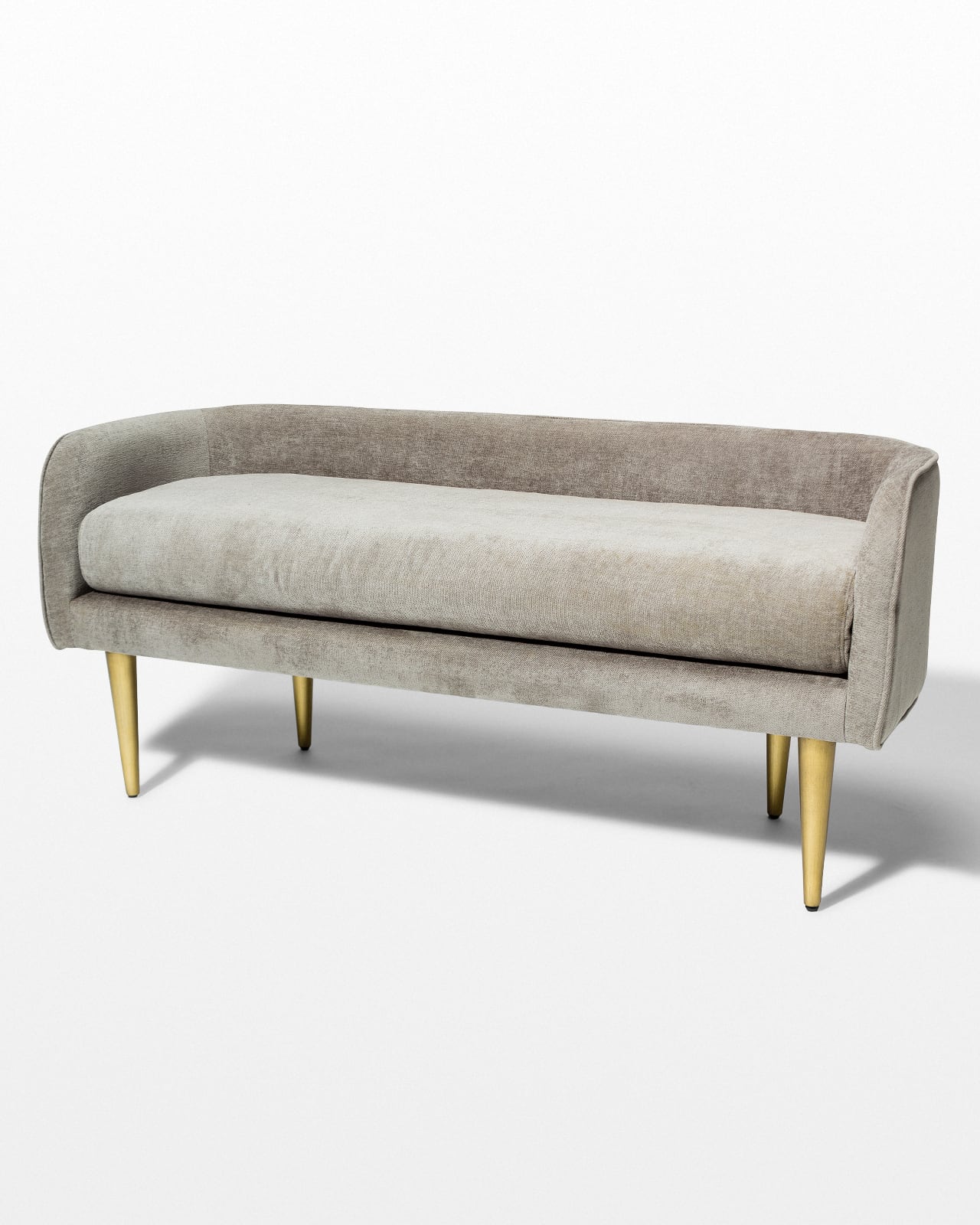 AB088 Whitney Grey Velvet Bench Prop Rental - ACME Brooklyn