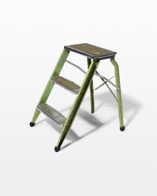 Front view of Bell Distressed Green Aluminum Step Ladder