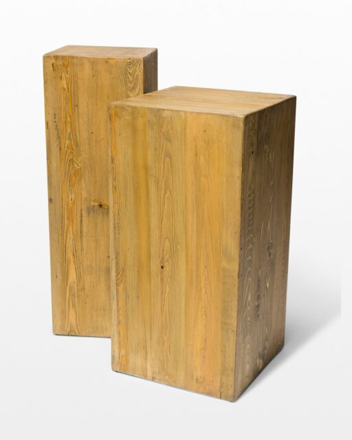 Front view of Bow Reclaimed Wood Pedestal Set