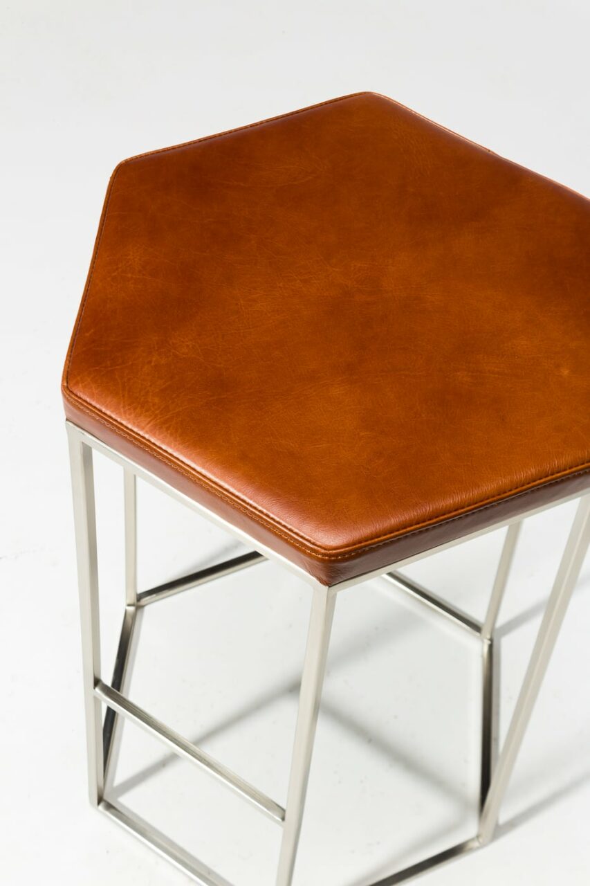 ST204 Brooklyn Prop Hexagon Leather ACME - Stool Stanza Rental