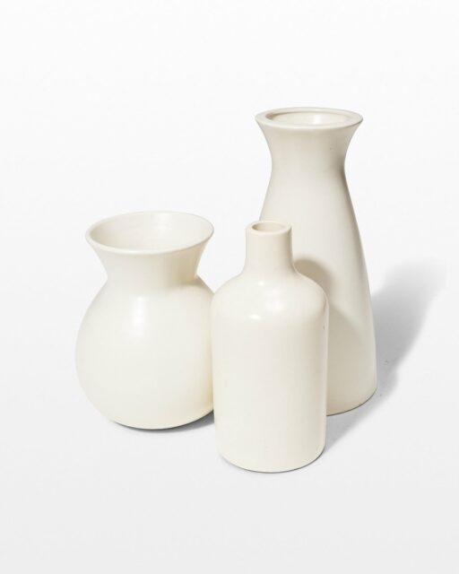 Front view of Press Cream Ceramic Vase Trio