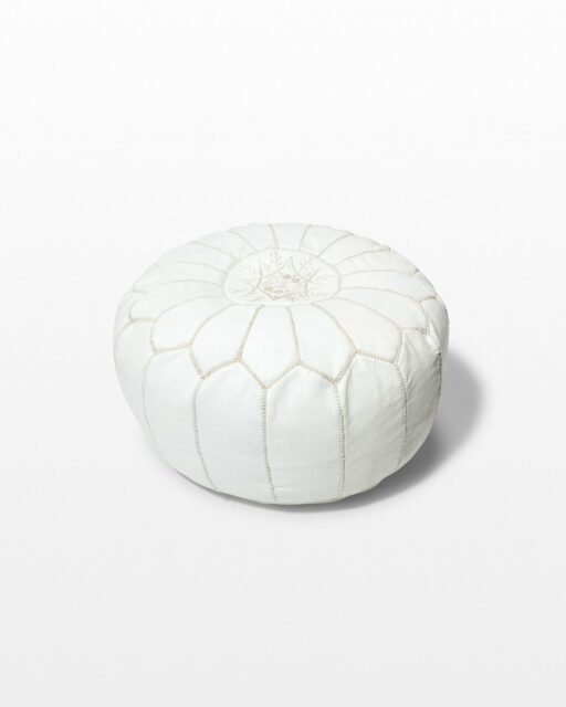 Front view of Sven White Leather Pouf