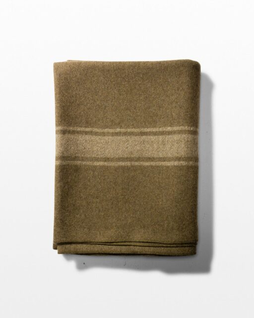 Front view of Harrison Olive Wool Blanket