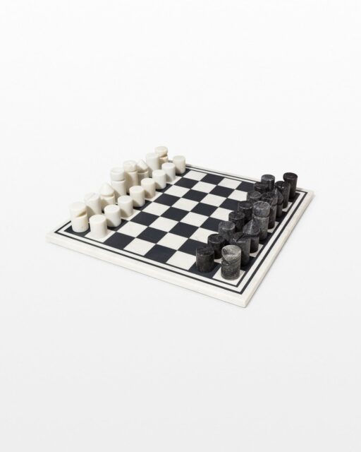 Front view of King Black and White Marble Chess Set