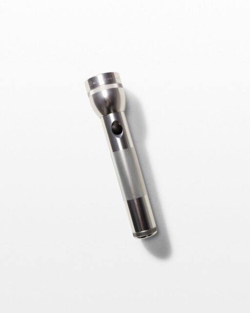 Front view of Fulton Silver Flashlight