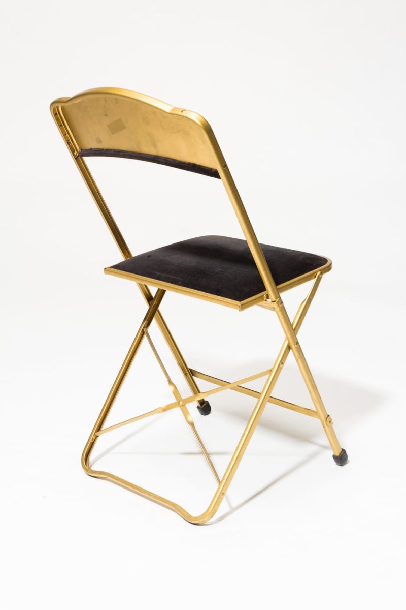 CH657 Black Velvet Folding Chair Prop Rental ACME Brooklyn