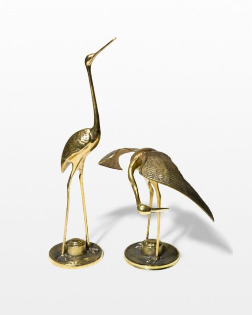Front view of Knowles Brass Crane Pair