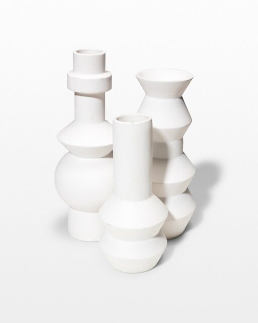Front view of Canopy White Ceramic Vase Trio