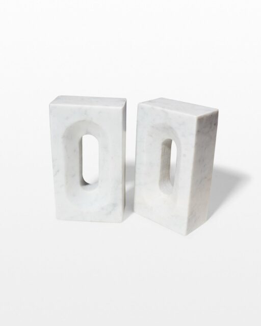 Front view of Shore Marble Bookend Object Pair