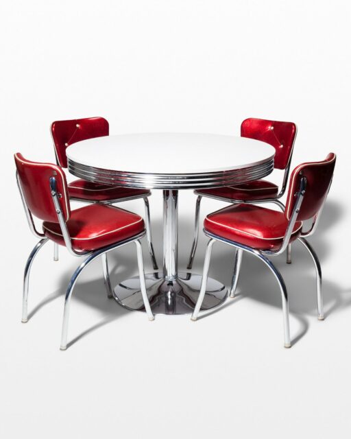 Front view of Crown Chrome and Vinyl Dining Set