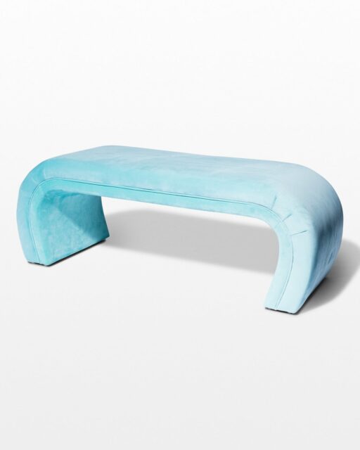 Front view of Arlo Velvet Waterfall Bench