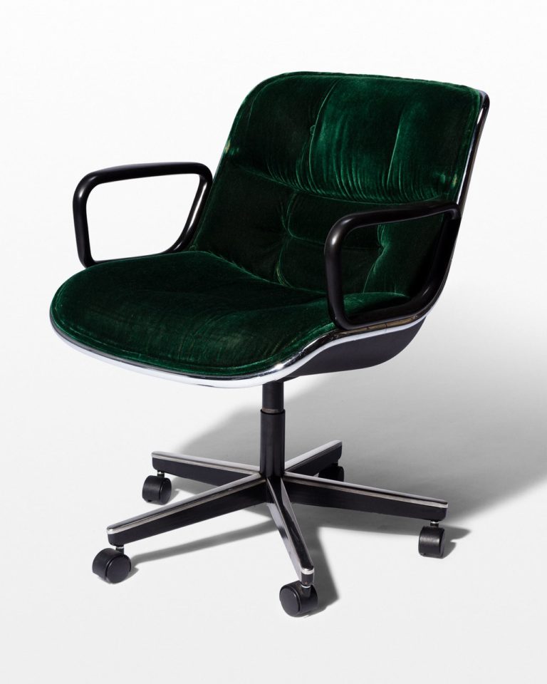 Front view of Piero Green Velvet Rolling Chair