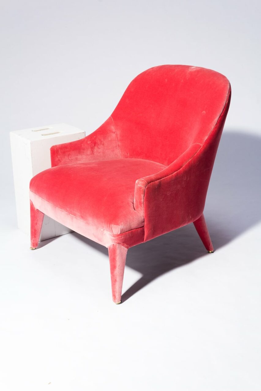 Coral velvet armchair deals