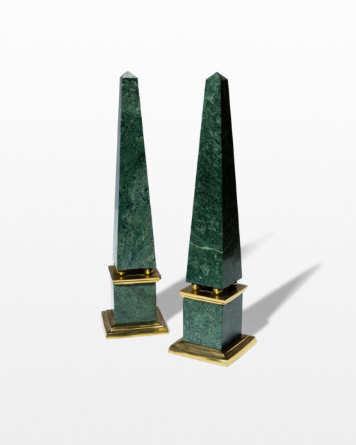 Front view of Joba Green Marble Obelisk Pair