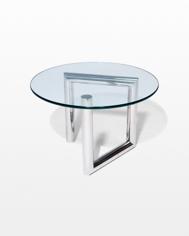 Front view of Abra Glass and Chrome Side Table