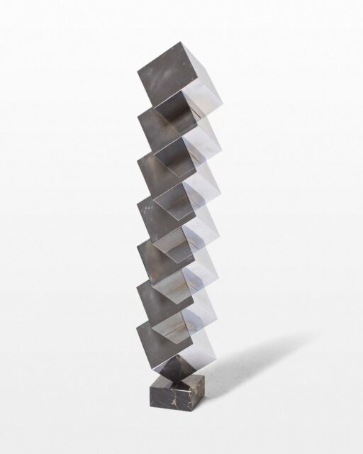 Front view of Ophelia Stacked Chrome Cube Sculpture
