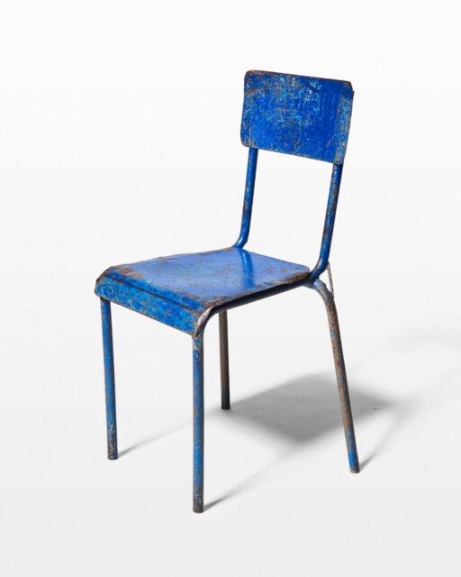 Front view of Fader Distressed Blue Metal Chair